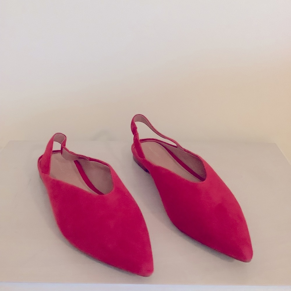 Halogen Red Pointed-Toe Slingback Flats